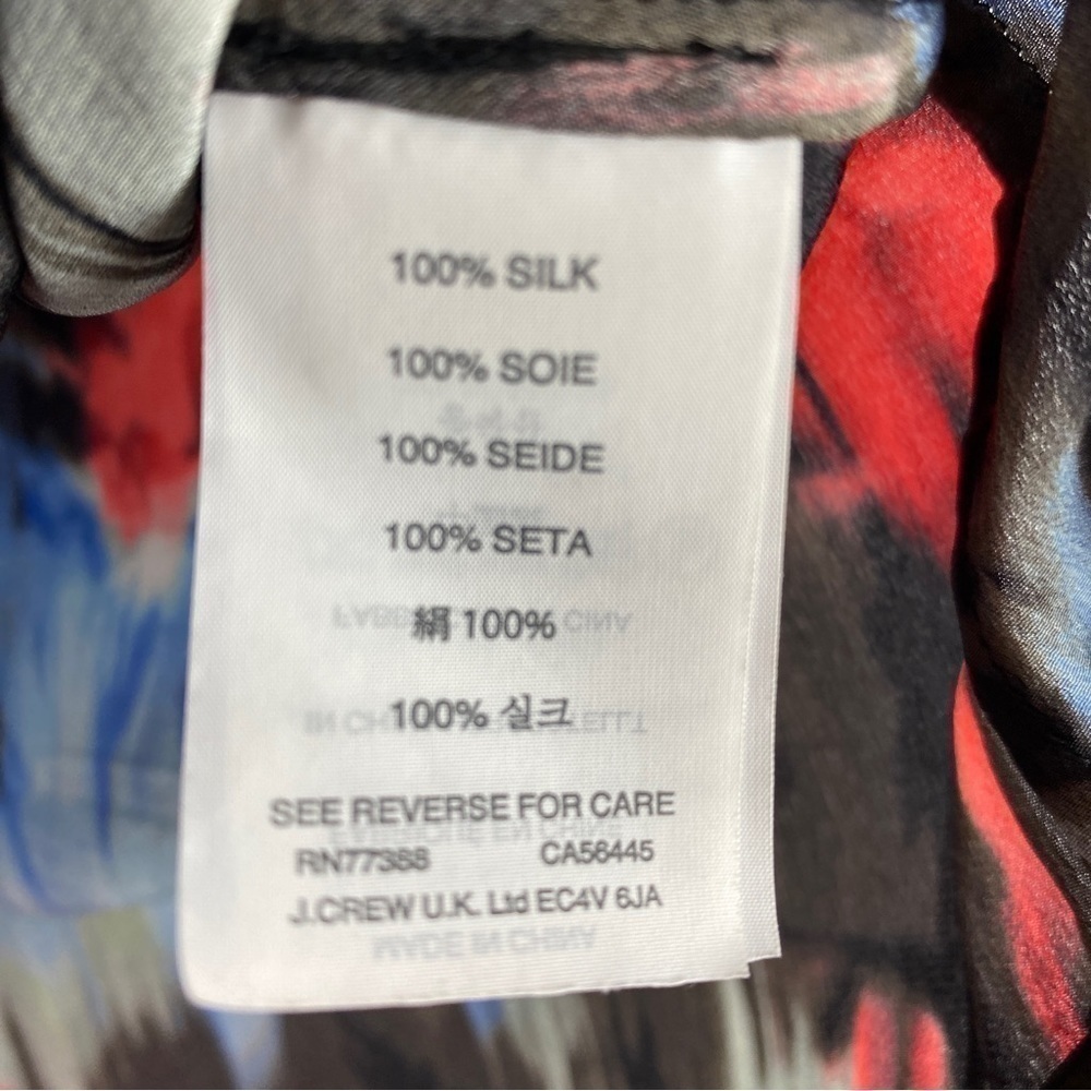 ✨3/$21✨ J. Crew 100% Silk Sleeveless Blouse Abstract Floral Black Red Size 00 - Picture 10 of 11
